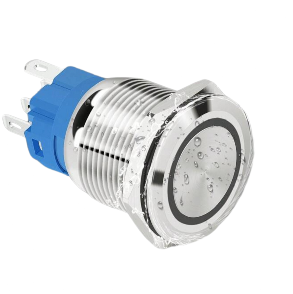 Stainless Steel Latching Switch With Blue LED