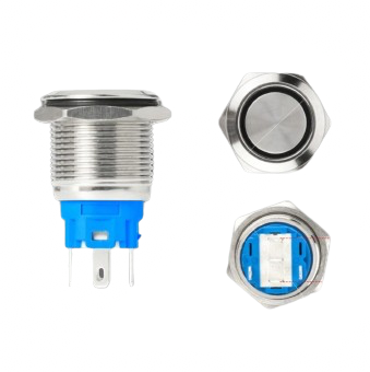 Stainless Steel Latching Switch With Blue LED